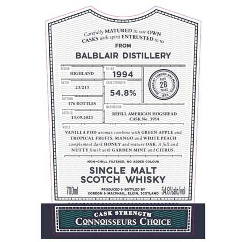 Gordon & Macphail Balblair Distillery Single Malt Scotch Whisky 700ML BTL