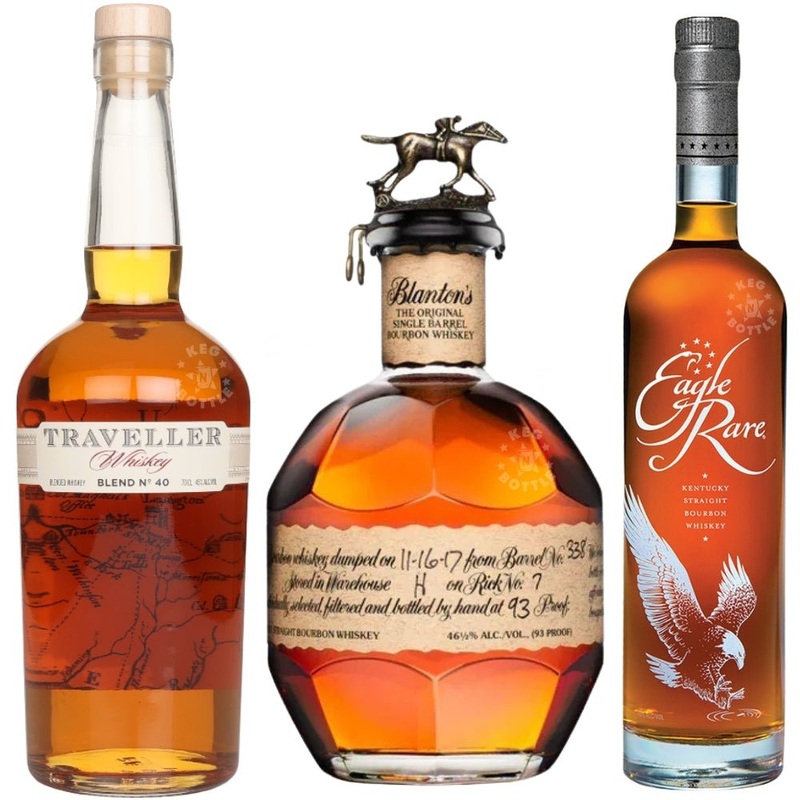 Traveller Whiskey Blend No. 40, Blantons Original Single Barrel, & Eagle Rare Bourbon Collection (750 ml Each)