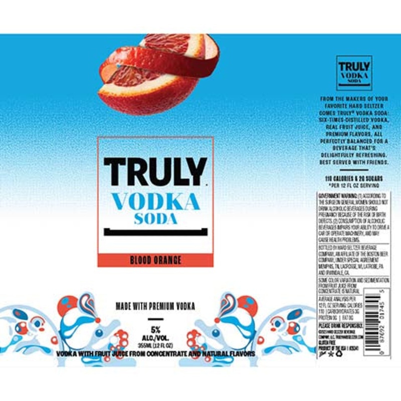 Truly Blood Orange Vodka Soda 12OZ SINGLE BTL