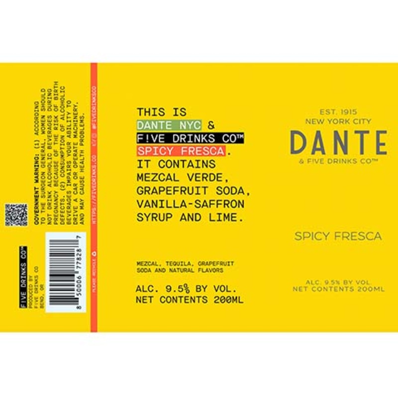 F!ve Drinks/Dante NYC Spicy Fresca 200ML CAN