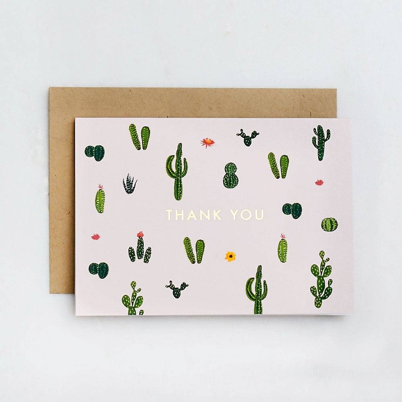 Waste Not Paper Cacti Thank You Foil Card