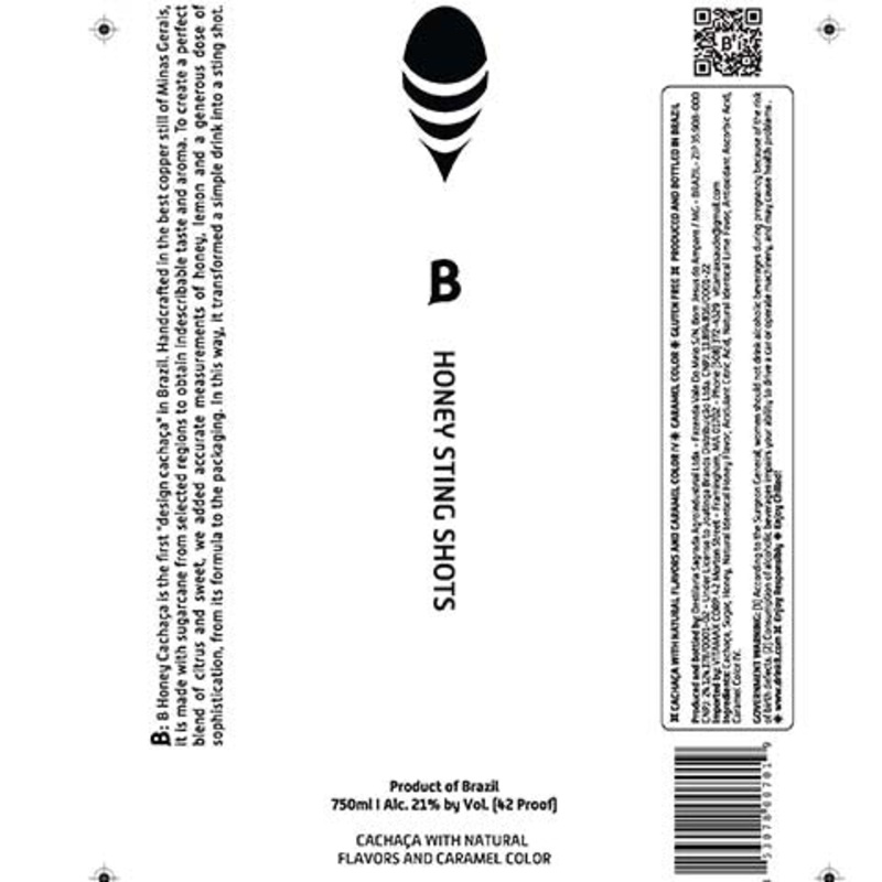 B Honey Sting Shots Cachaca 750ML BTL