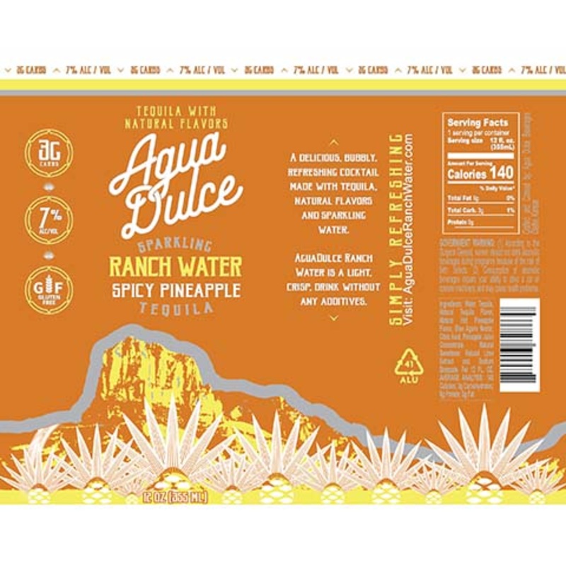 Agua Dulce Sparkling Ranch Water Pineapple Tequila 12OZ SINGLE CAN