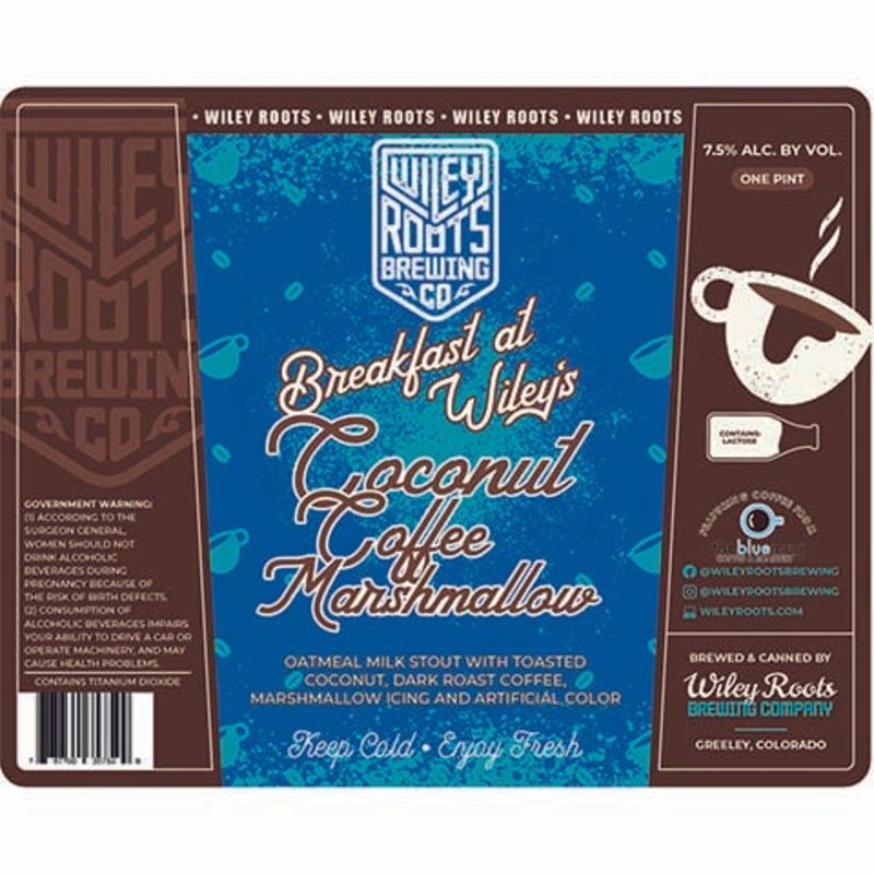 Wiley Roots Breakfast at Wiley’s Coconut Coffee Marshmallow Oatmeal Milk Stout 16OZ SINGLE CAN