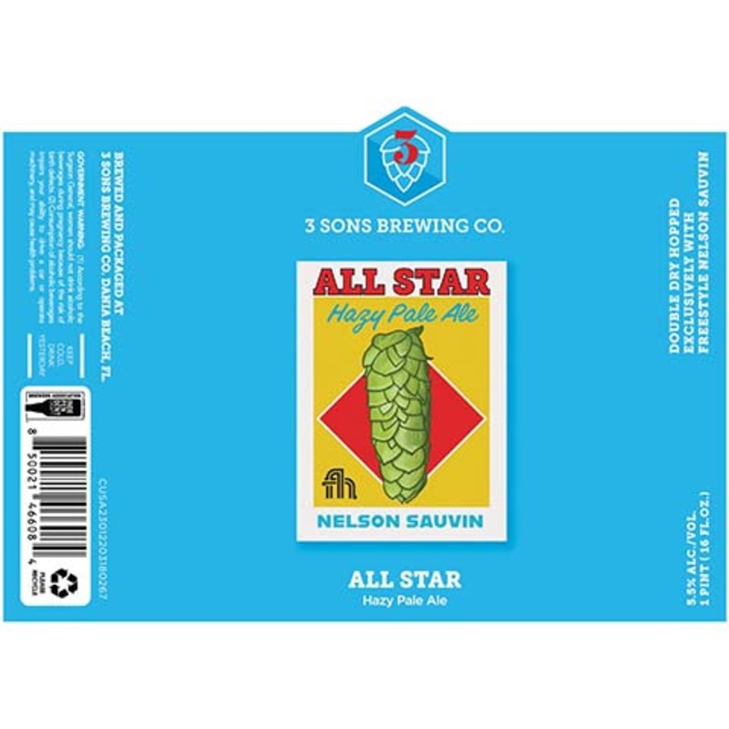 3 Sons All Star Hazy Pale Ale 16OZ SINGLE CAN