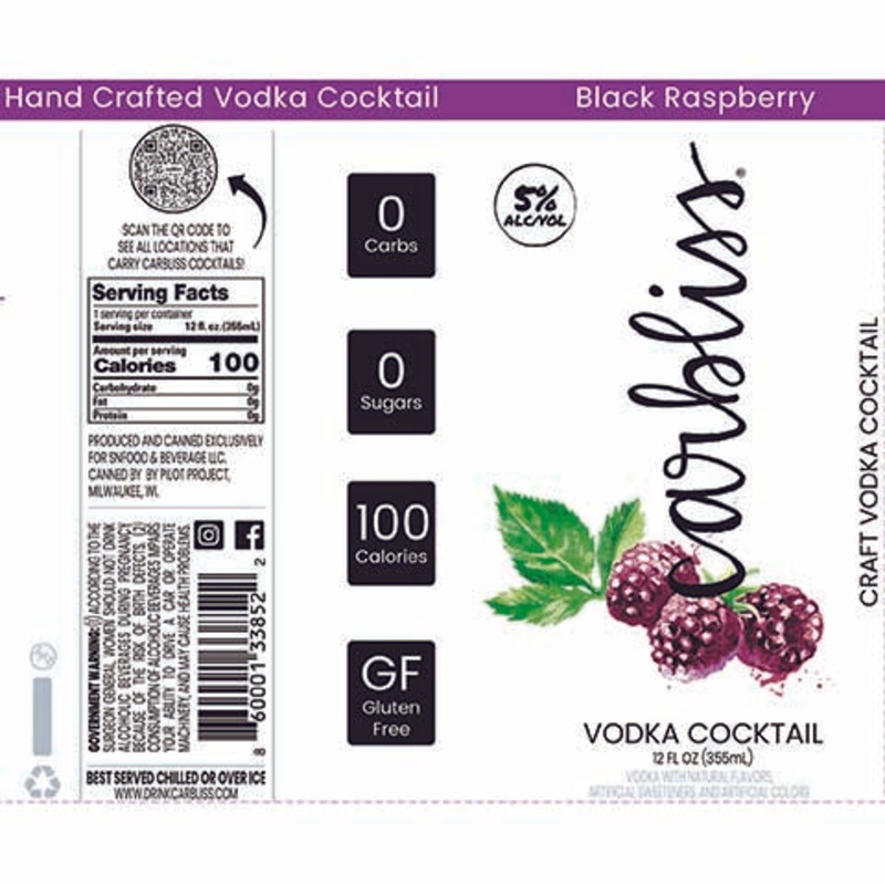 Carbliss Black Raspberry Vodka Cocktail 12OZ SINGLE CAN