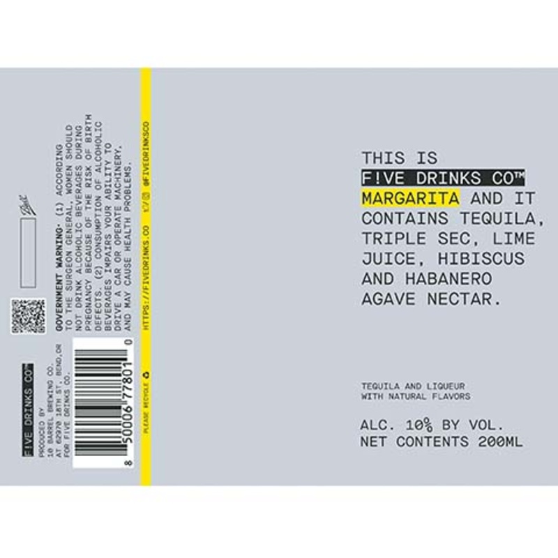 F!ve Drinks Margarita 200ML CAN