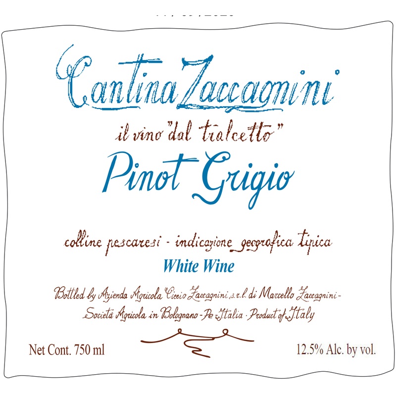ZACCAGNINI PINOT GRIGIO 2020 750 mL