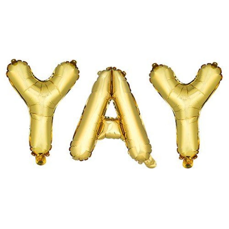 Gold “YAY” Mylar Balloon by Cakewalk
