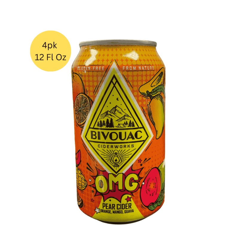 Bivouac Cider Works OMG Pear Cider Orange, Mango, Guava 12 fl oz 4pk Cans