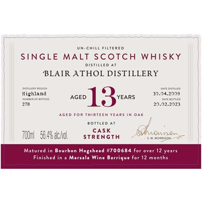 A.D. Rattray Blair Athol Aged 13 Years Single Malt Scotch Whisky 700ML BTL