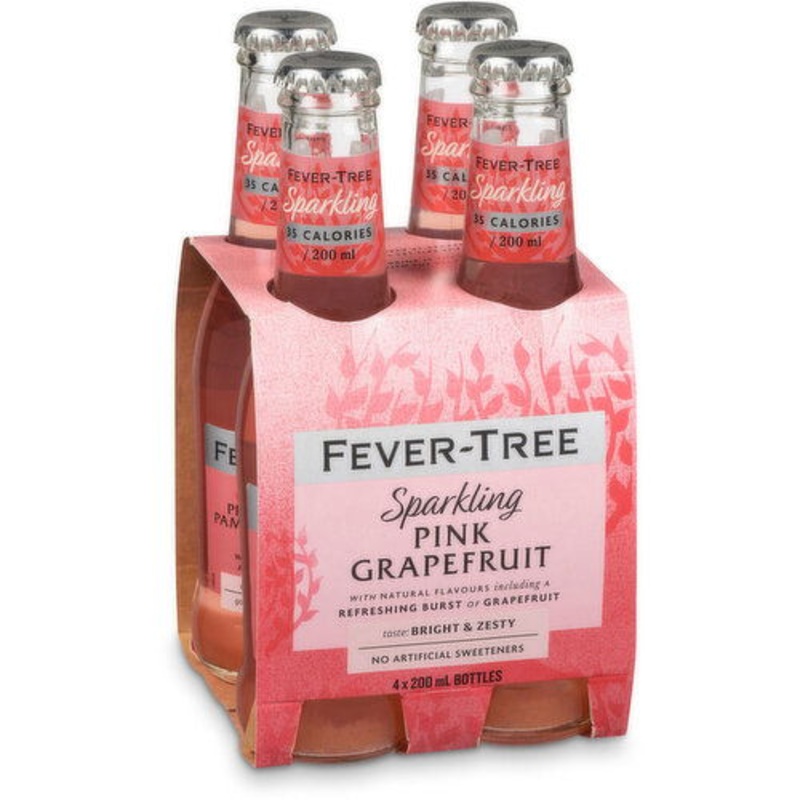 Fever-Tree Sparkling Pink Grapefruit Soda Water 200ml -Bottle Pack (Total 4 Bottles)