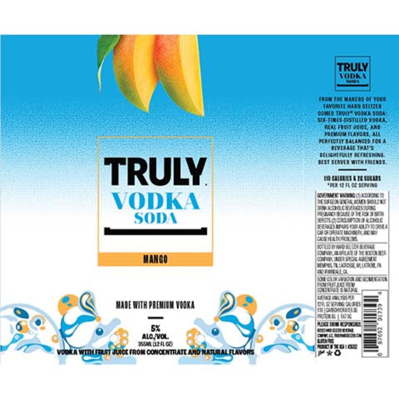 Truly Mango Vodka Soda 12OZ SINGLE BTL