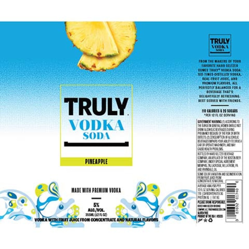 Truly Pineapple Vodka Soda 12OZ SINGLE BTL