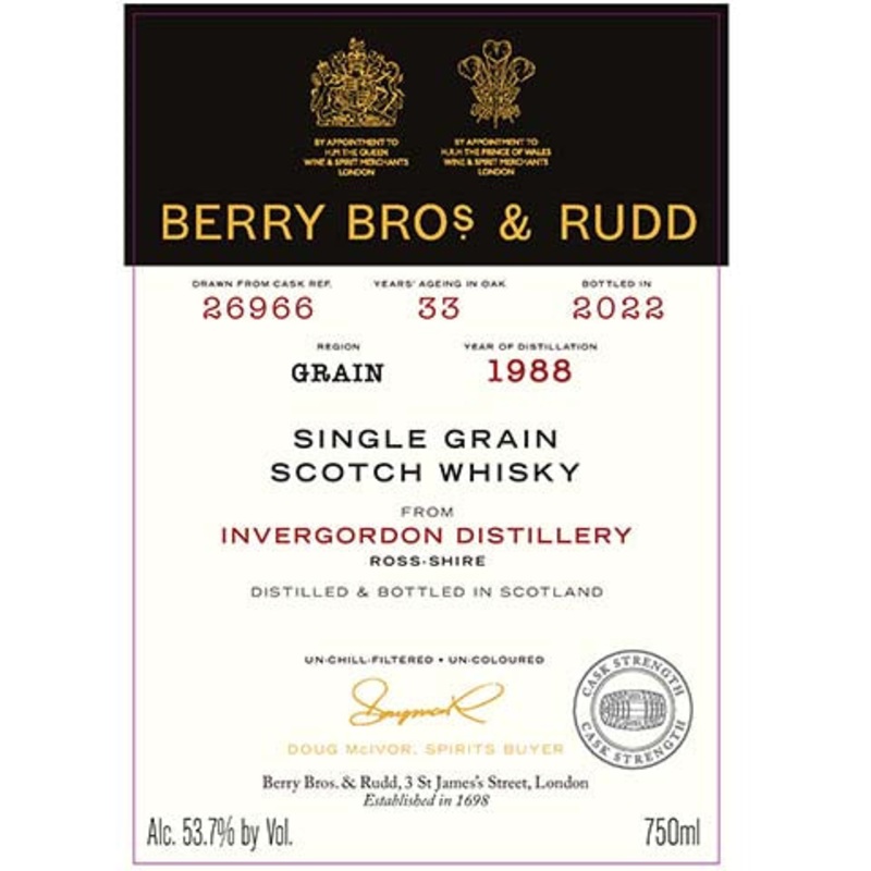 Berry Bros. & Rudd Invergordon Single Grain Scotch Whisky 750ML BTL