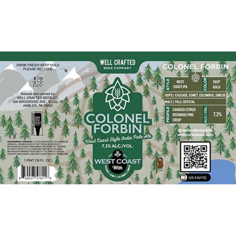 Well Crafted Colonel Forbin West Coast IPA 16OZ SINGLE CAN