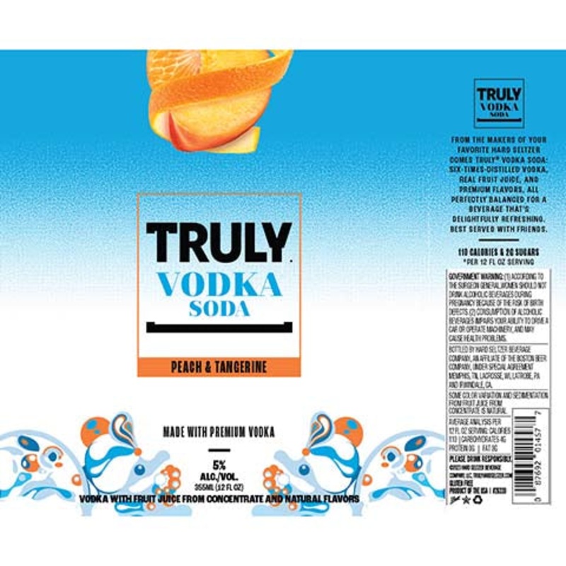 Truly Peach & Tangerine Vodka Soda 12OZ SINGLE BTL