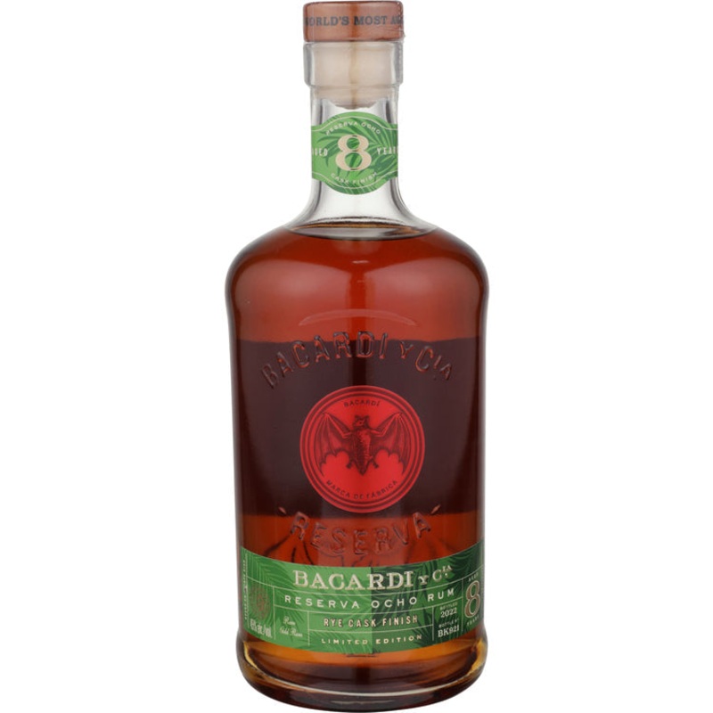 Bacardi Aged Rum Reserva Ocho Rye Cask Finish Limited Edition 8 Yr 90 750ML 750ML