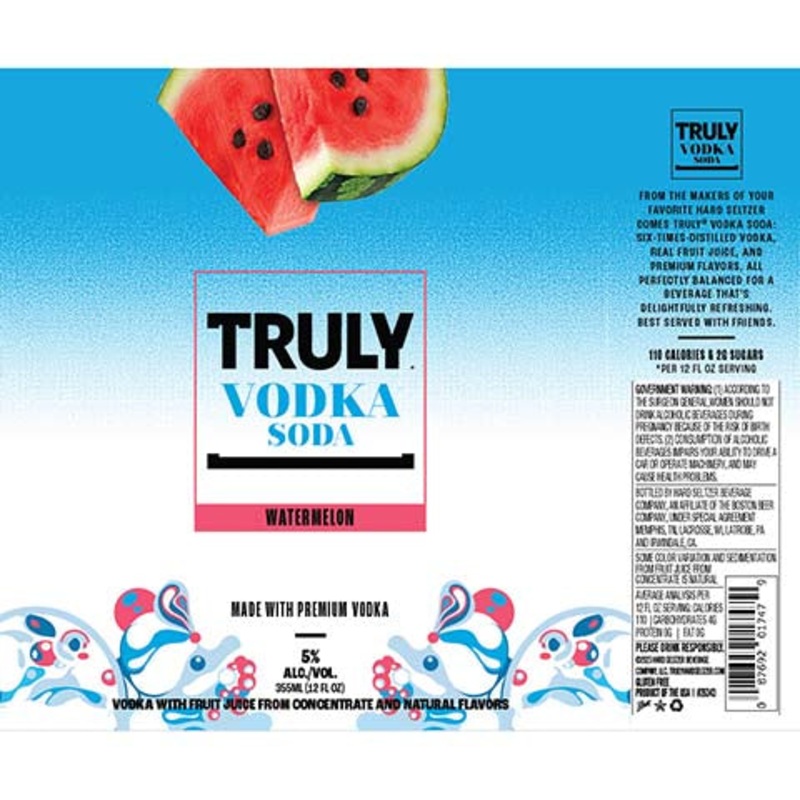 Truly Watermelon Vodka Soda 12OZ SINGLE BTL