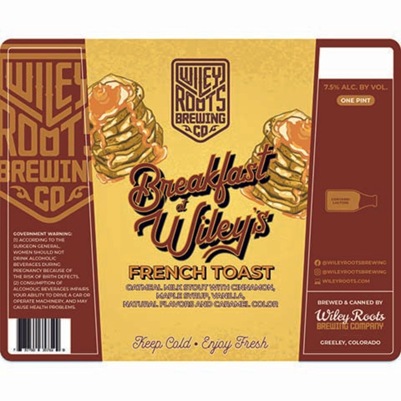 Wiley Roots Breakfast at Wiley’s French Toast Oatmeal Milk Stout 16OZ SINGLE CAN