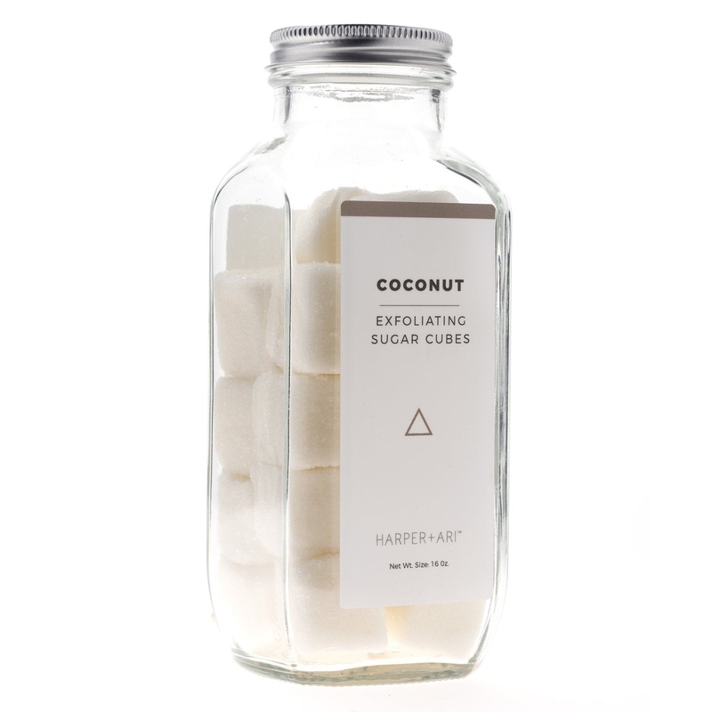 Coconut Exfoliating Sugar Cubes  Glass Bottle
