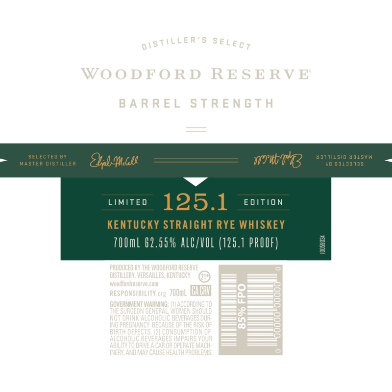 Woodford Reserve Barrel Strength Kentucky Straight Rye Whiskey