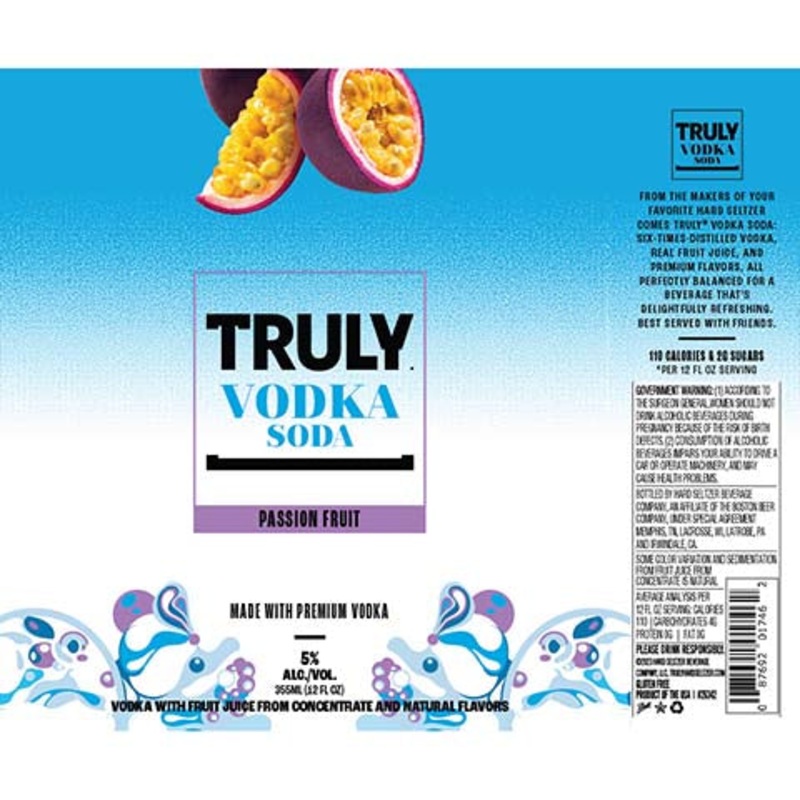 Truly Passion Fruit Vodka Soda 12OZ SINGLE BTL