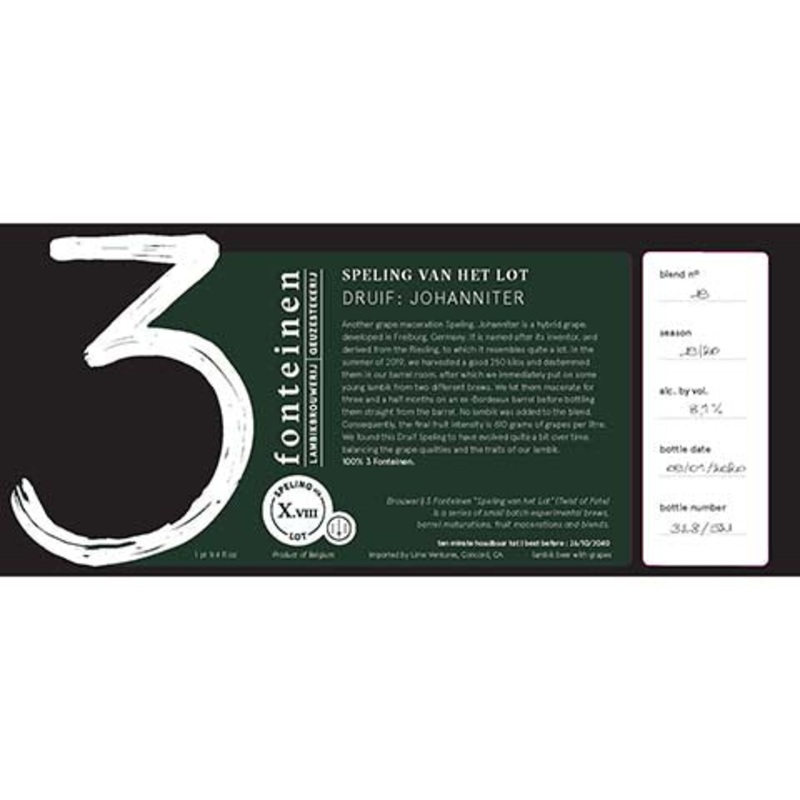 3 Fonteinen Svhl Druif: Johanniter 750ML BTL