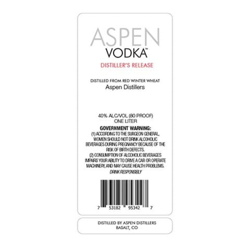 Aspen Vodka Distiller’s Release 1L BTL