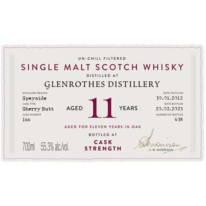 A.D. Rattray Glenrothes Aged 11 Years Single Malt Scotch Whisky 700ML BTL
