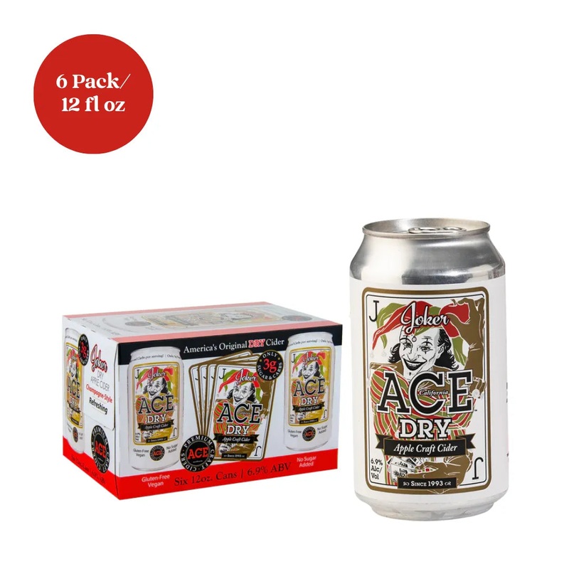Ace Joker Dry Apple Craft Cider 12 fl oz 6pk can