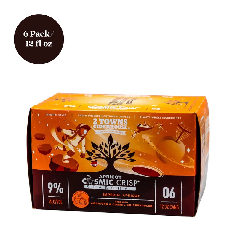2 Towns Ciderhouse Apricot Cosmic Crisp Cider 6pk 12 fl oz Cans
