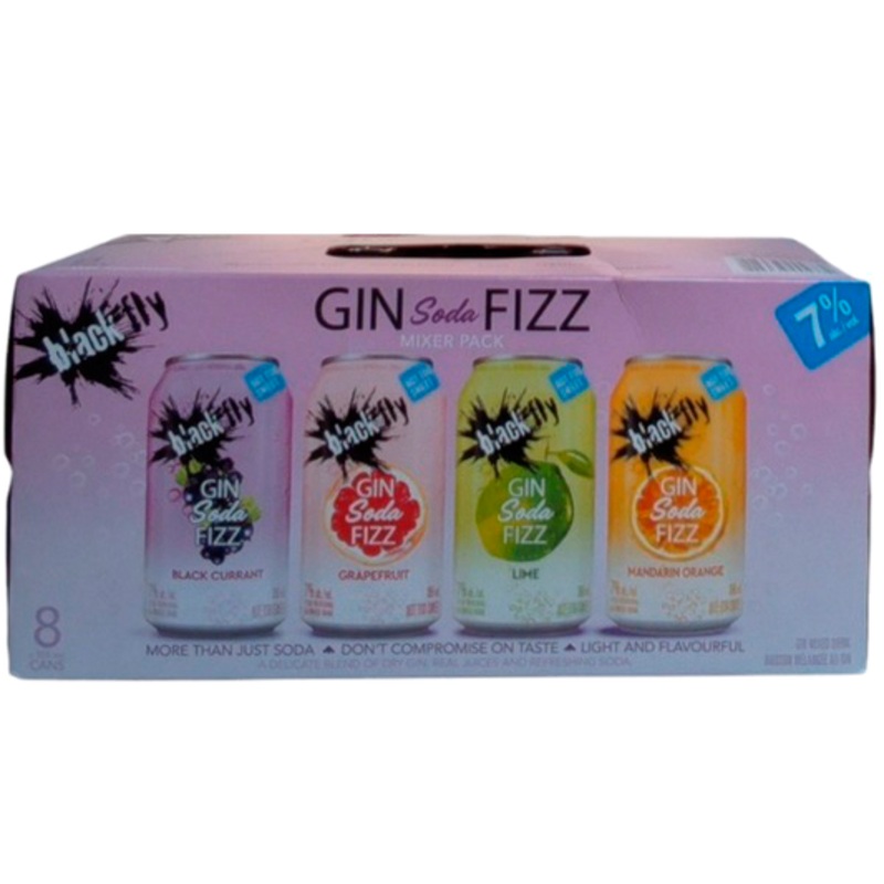 BLACK FLY GIN SODA FIZZ MIXER 8 CANS
