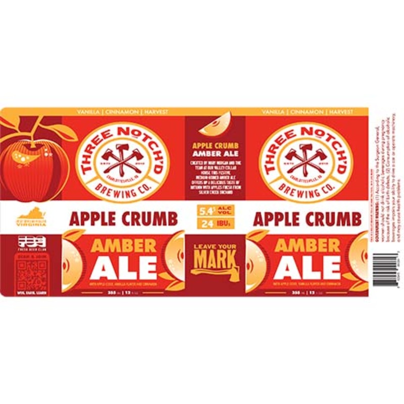 Three Notch’d Apple Crumb Amber Ale 12OZ SINGLE CAN