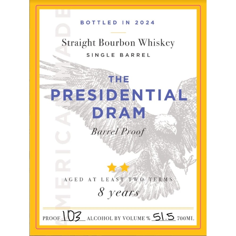 The Presidential Dram 8 Year Old Bourbon 2024 Release