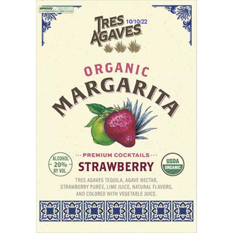 Tres Agaves Organic Margarita (Strawberry) 750ML BTL