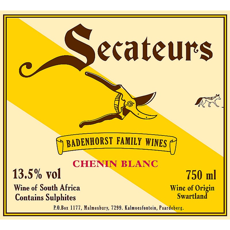 A.A. BADENHORST FAMILY WINES CHENIN BLANC SECATEURS SWARTLAND 2022 750ML 750ML