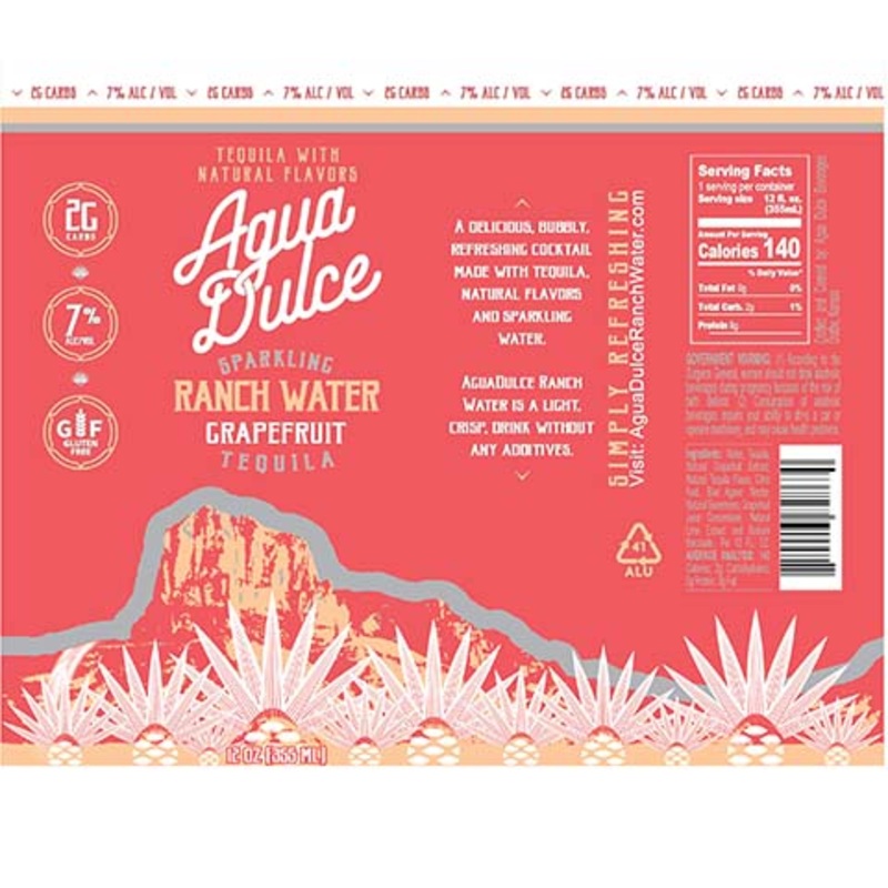 Agua Dulce Sparkling Ranch Water Grapefruit Tequila 12OZ SINGLE CAN