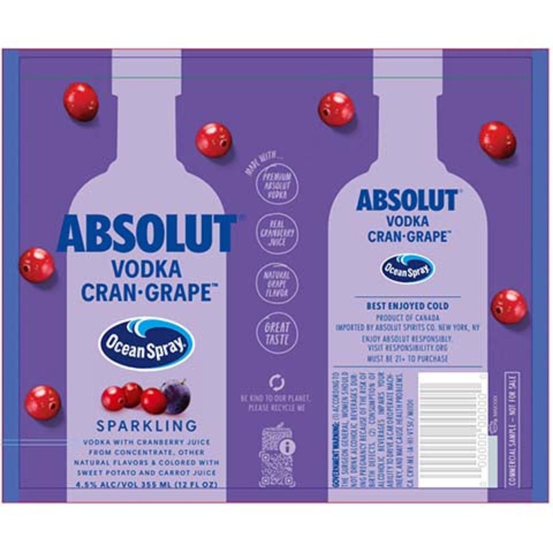 Absolut Cran-Grape Vodka 12OZ SINGLE BTL