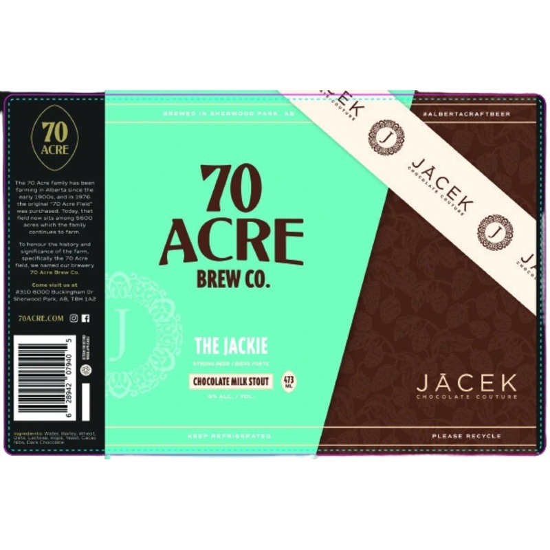 70 ACRE THE JACKIE CHOCOLATE MILK STOUT 473ML 4PK CAN @ St. Albert [1052276] 1892 ml