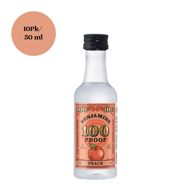 Benjamins Peach Flavored Vodka 100PF 10pk 50mL Shots