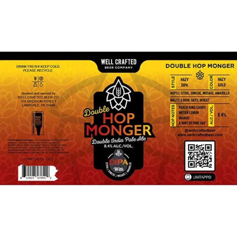 Well Crafted Double Hop Honger DIPA 16OZ SINGLE CAN