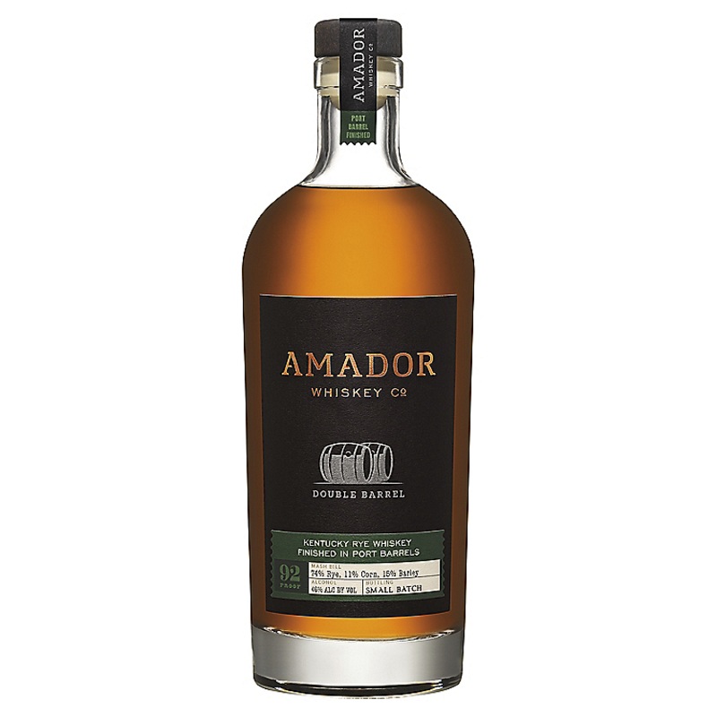 AMADOR WHISKEY CO. RYE WHISKEY DOUBLE BARREL PORT BARREL FINISHED 92 750ML 750ML