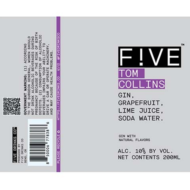 F!ve Drinks Tom Collins 200ML CAN